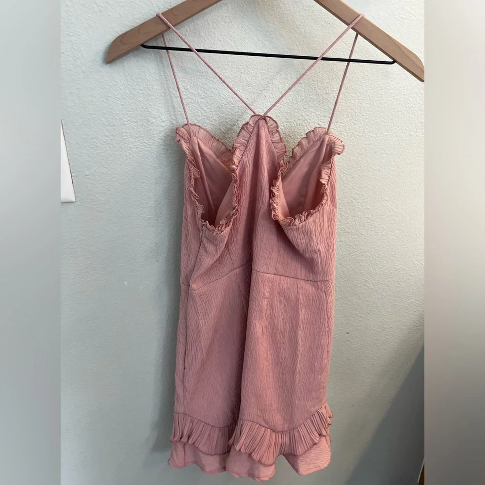 Hello Molly SCORPIO SEASON DRESS BLUSH Elegant Pink Ruffle Hem Dress - Picture 11 of 12